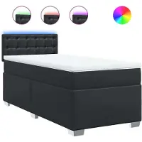 vidaXL Lit boxspring avec matelas noir 80x200 cm similicuir