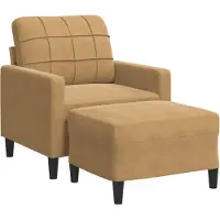 Syfax Fauteuil avec repose-pied Marron 60 cm Velours