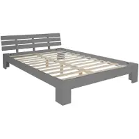 Homestyle4u Lit Double en Bois Lit Futon Lit 120x200 Gris Pin Cadre de Lit en Bois Massif