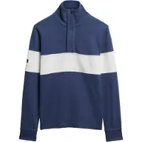 Superdry pour homme. M2014171A Maillot de rugby classique avec collier de boulanger bleu (M), Casuel, Coton