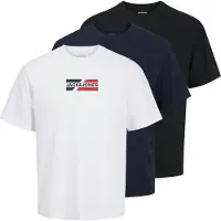 Jack & Jones T-Shirt 'JJECorp' bleu marine / noir / blanc