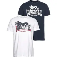 Lonsdale Loscoe Short Sleeve T-shirt 2 Units Bleu M Homme