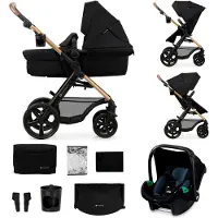 Kinderkraft MOOV 2 Poussette 3 en 1 - Siège convertible - Roues increvables - Inclus MINK PRO i-Size - Jusqu'à 27 kg - Capote UPF50+ - Noir