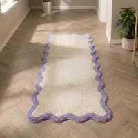 FRAAI Tapis de couloir lavable – Hazy Lilas/Crème | 80x180cm | Tapis de couloir | Pile courte