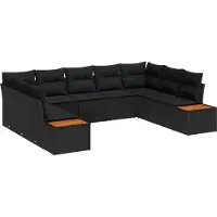 vidaXL Ensemble de canapés de jardin , 5 pièces, 9 places, couleur noire, en résine tressée