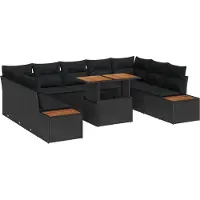 vidaXL Ensemble de canapés de jardin , 10 pièces, noir, en résine tressée