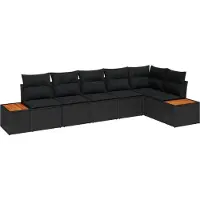 vidaXL Ensemble de canapés de jardin , 6 pièces, 6 places, noir, en résine tressée