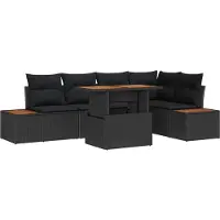 vidaXL Ensemble de canapés de jardin , 6 pièces, noir, en résine tressée