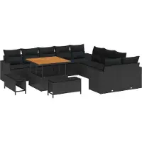 vidaXL Ensemble canapé de jardin 13 pcs noir poly rotin