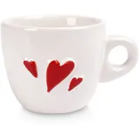 Orion Tasse à expresso en céramique blanche avec curs rouges - Passe au lave-vaisselle
