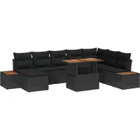 vidaXL Ensemble de canapés de jardin , 9 pièces, noir et marron