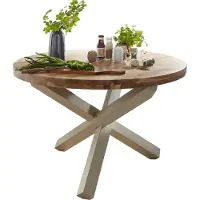 Wohnling Table de salle à manger design ronde Ø 120 cm x 75 cm Acacia