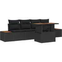 vidaXL Ensemble de canapé de jardin , 5 pièces, noir, en résine tressée