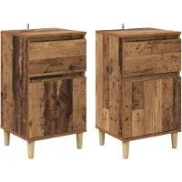 vidaXL Cabinet de chevet avec tiroir 2 pcs Bois ancien 40 x 35 x 70 cm