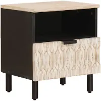 vidaXL Cabinet de chevet Blanc 40 x 33 x 46 cm Bois de mangue massif
