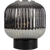 QAZQA Lampe de table Art Déco noire avec verre fumé avec cordon d’alimentation E27 - Karel