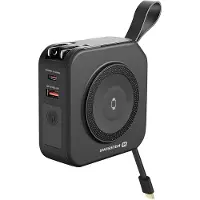 Swissten , Powerbank Pro MagSafe USB-C tout-en-un avec adaptateurs de voyage, noir