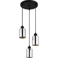 Globo Lampe pendante de conception Alonso Projectile noire à 3 lumières