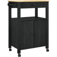 vidaXL Chariot de cuisine MONZA Noir 60 x 40 x 88,5 cm en bois massif de pin