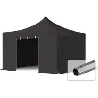 TOOLPORT 4x4 m Tonnelle pliante Acier, PES 750, côtés sans fenÃªtre, noir