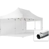 TOOLPORT 3x6 m Tonnelle pliante Alu, PES 800, côtés panoramiques, blanc