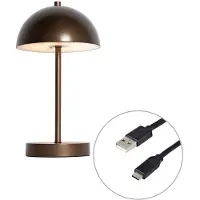 QAZQA Lampe de table d'extérieur bronze foncé rechargeable avec LED à intensité variable en 3 étapes - Keira