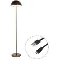 QAZQA Lampadaire d'extérieur bronze foncé rechargeable avec variateur 3 niveaux - Keira