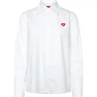 HUGO pour femme. 50556398 Chemise à coupe décontractée blanche (40), Casuel, Coton, Manche longue