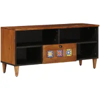 vidaXL Meuble TV avec étagère Noyer 100 x 33 x 46 cm Bois massif Mango
