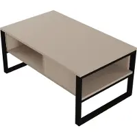 En.casa Table basse 'Laukaa' rectangulaire piètement métal 100 x 60 x 45 cm gris-beige