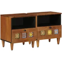 vidaXL Cabinet de chevet avec tiroir 2 pcs Marron 40 x 33 x 46 cm