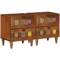 vidaXL Cabinet de chevet avec tiroir 2 pcs Marron 40 x 33,5 x 46 cm