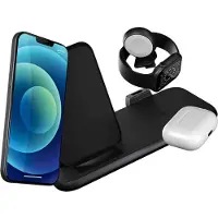 ZENS 3-en-1 Chargeur Sans Fil 10 W avec Support et Chargeur Apple Watch Blanc