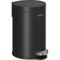Songmics Seau de salle de bains 3 l, seau à cosmétiques à fermeture douce, noir, Poubelle, Noir