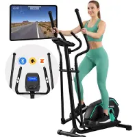 FITAGE Crosstrainer Low Noise - Crosstrainers avec Bluetooth Kinomap & Zwift - Fitness Trainer avec 24 programmes d'entraînement - Moniteur de fréquence cardiaque précis