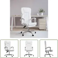 The Living Store Chaise de bureau avec fonction chaise longue Blanc similicuir