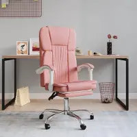 vidaXL Chaise de bureau avec fonction de couchage rose similicuir - Chaise de bureau avec fonction de couchage - Chaise de bureau avec fonction de relaxation - Chaise de bureau