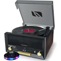 Muse Système Chaîne Hifi - MT-112W - CD 20W vintage avec platine Vinyle - CD/FM/USB/AUX - 33/45/78 tours - Lumière OVNI