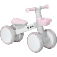 AIYAPLAY Draisienne vélo Enfant 4 Roues Selle réglable, Guidon Ergonomique Alliage alu. PP Gris Blanc Rose, enfant 1 à 3 ans