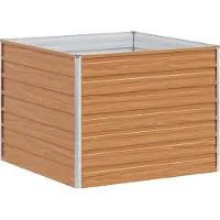 vidaXL Lit surélevé brun clair 100 x 100 x 77 cm Acier galvanisé