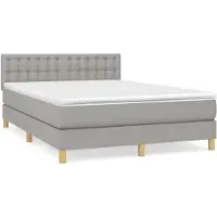 Syfax Sommier à lattes de lit avec matelas Gris clair 140x200cm Tissu