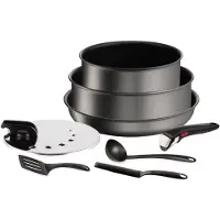 Tefal L7619002 Ingenio Daily Chef Gris Foncé Lot 8 Pieces, 1 Poele 26cm, 1 Casserole 20 Cm, 1 Sauteuse 24 Cm, 1 Couvercle 20-26