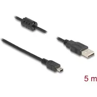 DeLOCK Câble USB type A mâle USB mini-B mâle 5,0 m (5 m, USB 2.0, 2.50 W)