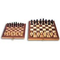 Cayro Folding Marquetry Chess Board Game Wood 30x30 Cm Doré Enfants