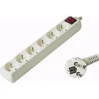 PremiumCord Câble d'extension 230V 5m 6 prises + interrupteur