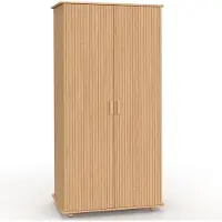 IDMarket Armoire 2 portes JULIETTE effet lattes tasseau bois coloris chêne penderie 80 cm avec étagères rangement maxi capacité