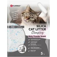 Flamingo : Litière pour chats – Parfum talc pour bébés – 5L, pour 6 semaines – neutralise les odeurs