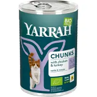 Yarrah Bio Chunks Alimentation Humide - Boîte - Poulet et dinde - 12 x 405 g