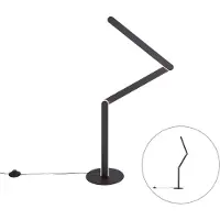 QAZQA Lampadaire design noir avec LED à 3 niveaux de gradation - Gate