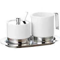Esmeyer Sucrier et pot à lait "Adam" 5 pièces acier inoxydable/blanc